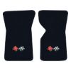 1969 Chevrolet Corvette floor mats with the 1968-72 Corvette Cross Flags logo in Essex 1044A Midnight Blue carpet, illustration