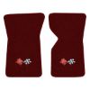 1969 Chevrolet Corvette floor mats with the 1968-72 Corvette Cross Flags logo in Essex 1045A Maroon carpet, illustration