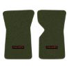 1969 Chevrolet Corvette floor mats with the Corvette logo in Loop 30 Dark Olive Green carpet, illustration