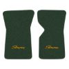 1970 Chevrolet Corvette floor mats with the Stingray logo in Loop 08 Dark Green carpet, illustration