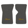 1970 Chevrolet Corvette floor mats with the Stingray logo in Loop 22 Gunmetal Gray carpet, illustration