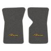 1970 Chevrolet Corvette floor mats with the Stingray logo in Loop 22 Gunmetal Gray carpet, illustration