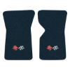 1970 Chevrolet Corvette floor mats with the 1968-72 Corvette Cross Flags logo in Loop 07 Dark Blue carpet, illustration