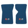1970 Chevrolet Corvette floor mats with the 1968-72 Corvette Cross Flags logo in Cutpile 812 Royal Blue carpet, illustration