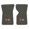 1970 Chevrolet Corvette floor mats with the 1968-72 Corvette Cross Flags logo in Essex 1038A Lt Charcoal carpet, illustration