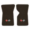 1970 Chevrolet Corvette floor mats with the 1968-72 Corvette Cross Flags logo in Essex 1060A Brown carpet, illustration
