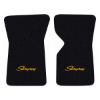 1971 Chevrolet Corvette floor mats with the Stingray logo in Loop 01 Black carpet, illustration
