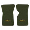 1971 Chevrolet Corvette floor mats with the Stingray logo in Loop 30 Dark Olive Green carpet, illustration