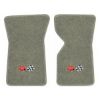 1971 Chevrolet Corvette floor mats with the 1968-72 Corvette Cross Flags logo in Essex 1053A Silver carpet, illustration