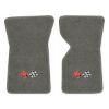 1971 Chevrolet Corvette floor mats with the 1968-72 Corvette Cross Flags logo in Essex 1066A Gray carpet, illustration
