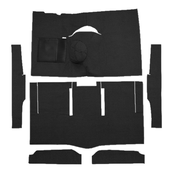 1963-1965 Mercury Comet 2DR Hardtop 4spd Bucket Seat 6 Cylinder Loop Carpet Flooring 01 Black - ACC 01 Black