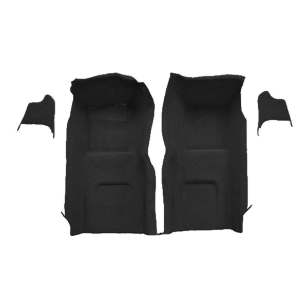 1965-1966 Chevrolet Corvette Fronts with Kick Panel Inserts No Pad Loop Carpet Flooring 01 Black - ACC 01 Black