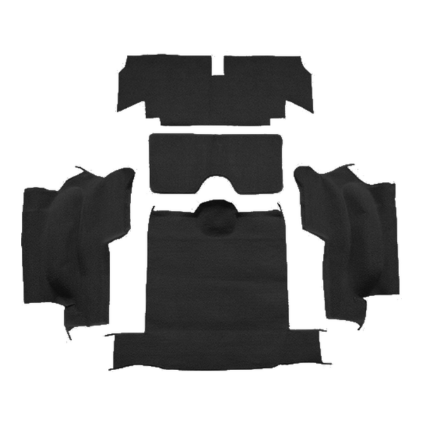 1965-1967 Chevrolet Corvette Roadster Rear No Pad Loop Carpet Flooring 01 Black - ACC 01 Black