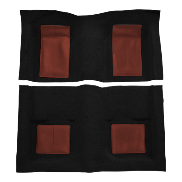 1969 Ford Mustang Mach I with 4 Maroon Inserts without Shifter Cut Fastback Nylon Carpet Flooring 601 Black - ACC 601 Black