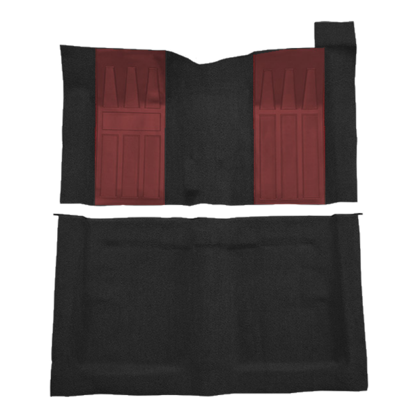 1969-1970 Ford Ranchero GT 4spd with 2 Maroon Inserts Loop Carpet Flooring 01 Black - ACC 01 Black