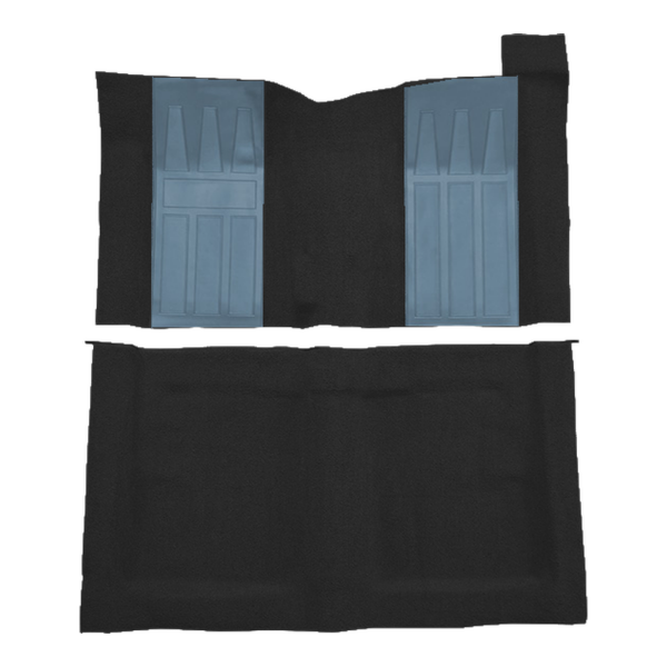 1969-1970 Ford Ranchero GT 4spd with 2 Medium Blue Inserts Loop Carpet Flooring 01 Black - ACC 01 Black