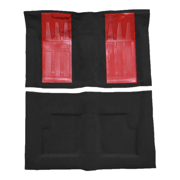 1969-1971 Ford Torino GT 2DR Convertible Auto with 2 Red Inserts Loop Carpet Flooring 01 Black - ACC 01 Black