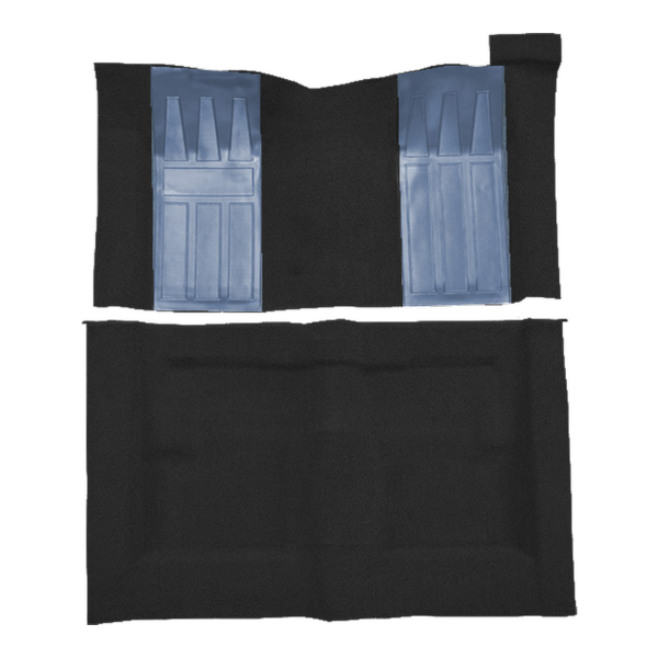 1969-1971 Ford Torino GT 2DR Hardtop/Fastback Auto with 2 Medium Blue Inserts Loop Carpet Flooring 01 Black - ACC 01 Black