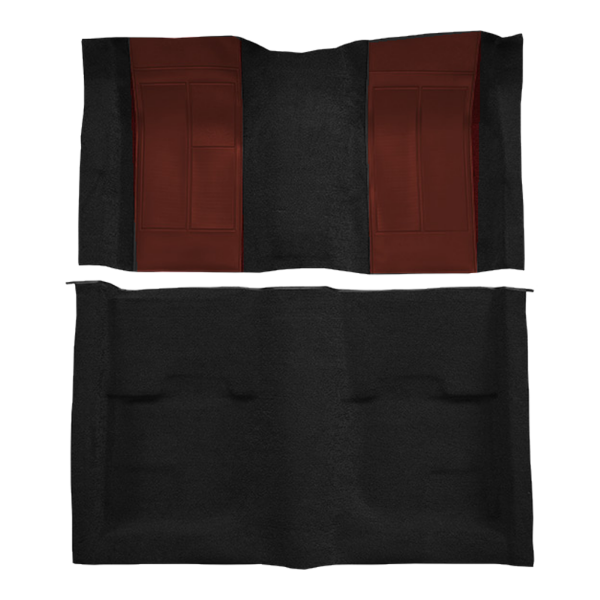 1970 Ford Mustang Mach 1 with 2 Maroon Inserts without Shifter Cut Fastback Nylon Carpet Flooring 601 Black - ACC 601 Black