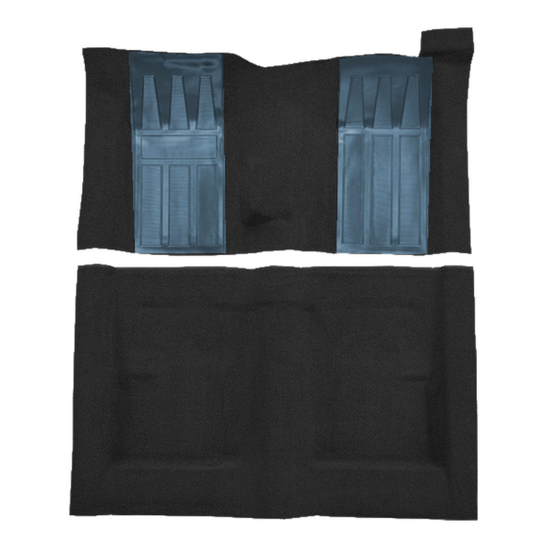 1970-1971 Ford Torino GT 2DR Hardtop/Fastback 4spd with 2 Med Blue Inserts Loop Carpet Flooring 01 Black - ACC 01 Black