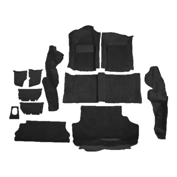 1979-1982 Porsche 924 Fits Small Spare Tire Only Complete Cutpile Mass Carpet Flooring 801 Black - ACC 801 Black