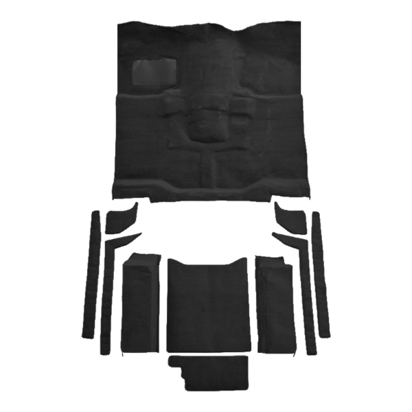1987-1995 Jeep Wrangler w/o Rocker Panels Complete Cutpile Carpet Flooring 801 Black - ACC 801 Black