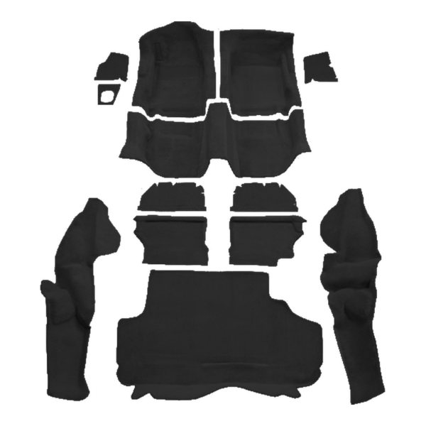 1988-1991 Porsche 944 with Split Rear Seat Cutpile Mass Carpet Flooring 801 Black - ACC 801 Black