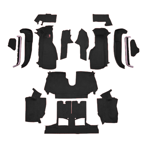 1990-1993 Chevrolet Corvette Convertible with 2 Door Latches Complete Cutpile Mass Carpet Flooring 801 Black - ACC 801 Black