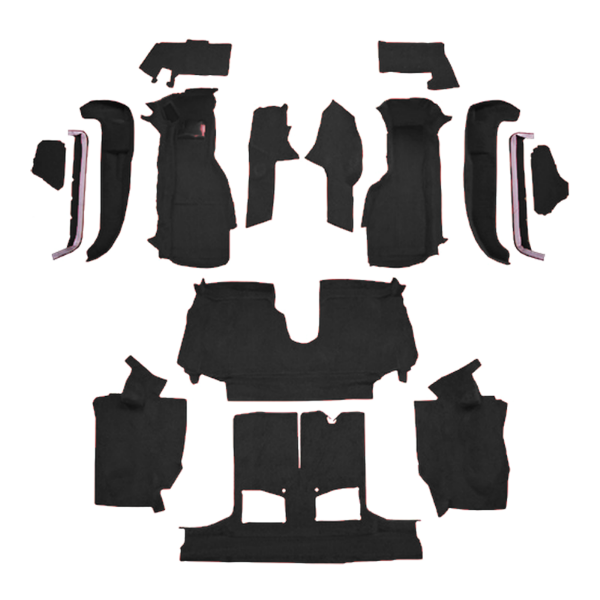 1992-1993 Chevrolet Corvette Convertible with 1 Door Latch Complete Cutpile Mass Carpet Flooring 801 Black - ACC 801 Black