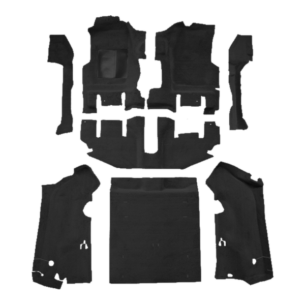1997-2002 Jeep Wrangler Long Console with Rocker Panels Complete Cutpile Carpet Flooring 801 Black - ACC 801 Black