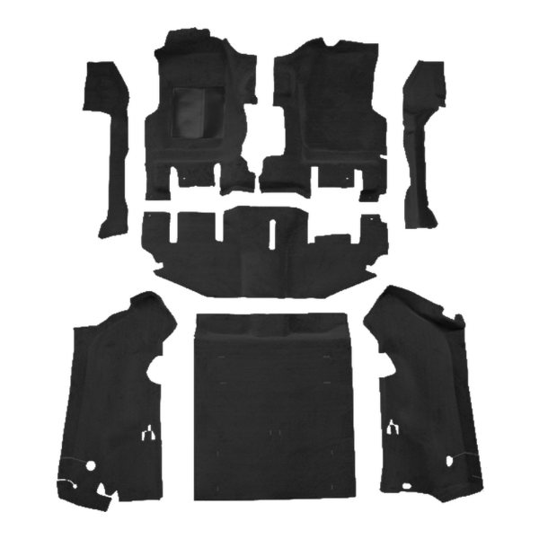 1997-2002 Jeep Wrangler Short Console with Rocker Panels Complete Cutpile Mass Carpet Flooring 801 Black - ACC 801 Black