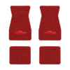 1967-1969 Chevrolet Camaro floor mats with the Chevy Bowtie logo in Loop 02 Red carpet, illustration