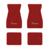 1967-1969 Chevrolet Camaro floor mats with the Camaro Script logo in Loop 02 Red carpet, illustration