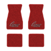 1970-1973 Chevrolet Camaro floor mats with the Camaro by Chevrolet Black Outline logo in Loop 02 Red carpet, illustration