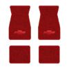 1974-1981 Chevrolet Camaro floor mats with the Chevy Bowtie logo in Cutpile 8801 Flame Red carpet, illustration