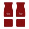 1974-1981 Chevrolet Camaro floor mats with the Camaro SS Script logo in Cutpile 8801 Flame Red carpet, illustration