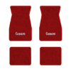 1974-1981 Chevrolet Camaro floor mats with the Camaro Block Letter logo in Cutpile 8801 Flame Red carpet, illustration