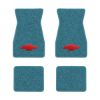 1967-1969 Chevrolet Camaro floor mats with the Chevy Bowtie logo in Loop 09 Medium Blue carpet, illustration