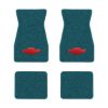 1967-1969 Chevrolet Camaro floor mats with the Chevy Bowtie logo in Loop 17 Bright Blue carpet, illustration