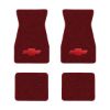 1967-1969 Chevrolet Camaro floor mats with the Chevy Bowtie logo in Loop 13 Maroon carpet, illustration