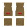 1967-1969 Chevrolet Camaro floor mats with the Chevy Bowtie logo in Essex 1054A Caramel carpet, illustration