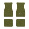 1967-1969 Chevrolet Camaro floor mats with the Camaro Script logo in Loop 14 Moss Green carpet, illustration