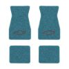 1967-1969 Chevrolet Camaro floor mats with the Chevy Bowtie Outline Only logo in Loop 09 Medium Blue carpet, illustration