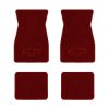 1967-1969 Chevrolet Camaro floor mats with the Chevy Bowtie Outline Only logo in Essex 1016A Red carpet, illustration