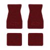 1967-1969 Chevrolet Camaro floor mats with the Chevy Bowtie Outline Only logo in Loop 13 Maroon carpet, illustration