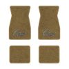 1967-1969 Chevrolet Camaro floor mats with the Camaro by Chevrolet Black Outline logo in Essex 1054A Caramel carpet, illustration
