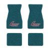 1967-1969 Chevrolet Camaro floor mats with the Camaro by Chevrolet Silver Outline logo in Loop 17 Bright Blue carpet, illustration