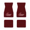 1967-1969 Chevrolet Camaro floor mats with the Camaro by Chevrolet Silver Outline logo in Loop 13 Maroon carpet, illustration