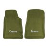 1967-1969 Chevrolet Camaro Premium Contour front floor mats with the Camaro Block Letter logo in Loop 14 Moss Green carpet, illustration