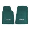 1967-1969 Chevrolet Camaro Premium Contour front floor mats with the Camaro Block Letter logo in Loop 05 Aqua carpet, illustration